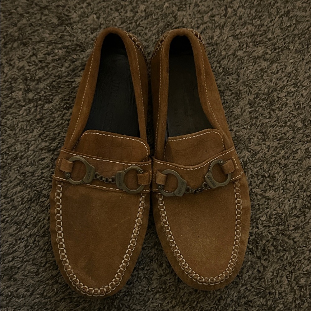 Jimmy Choo Men's Tan Suede Bit Loafers with Chain Detail
